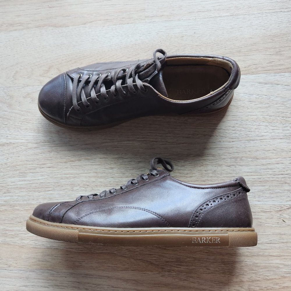Barker Ethan Hand Painted Ebony Leather Sneaker Derby Shoe Lace-Up Brown